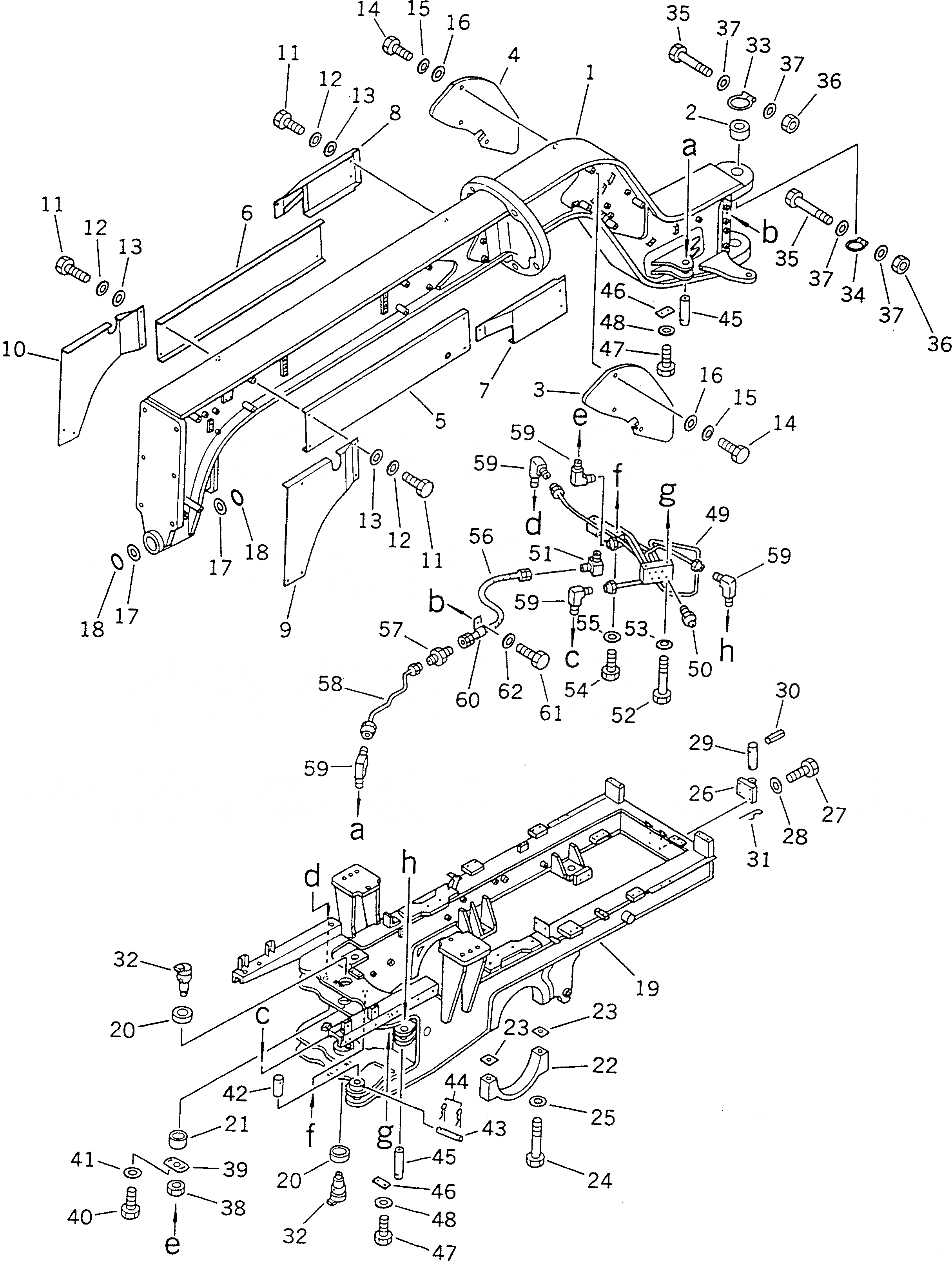 Схема запчастей Komatsu GD805A-1 - ОСНОВН. РАМА РАМА И ЧАСТИ КОРПУСА