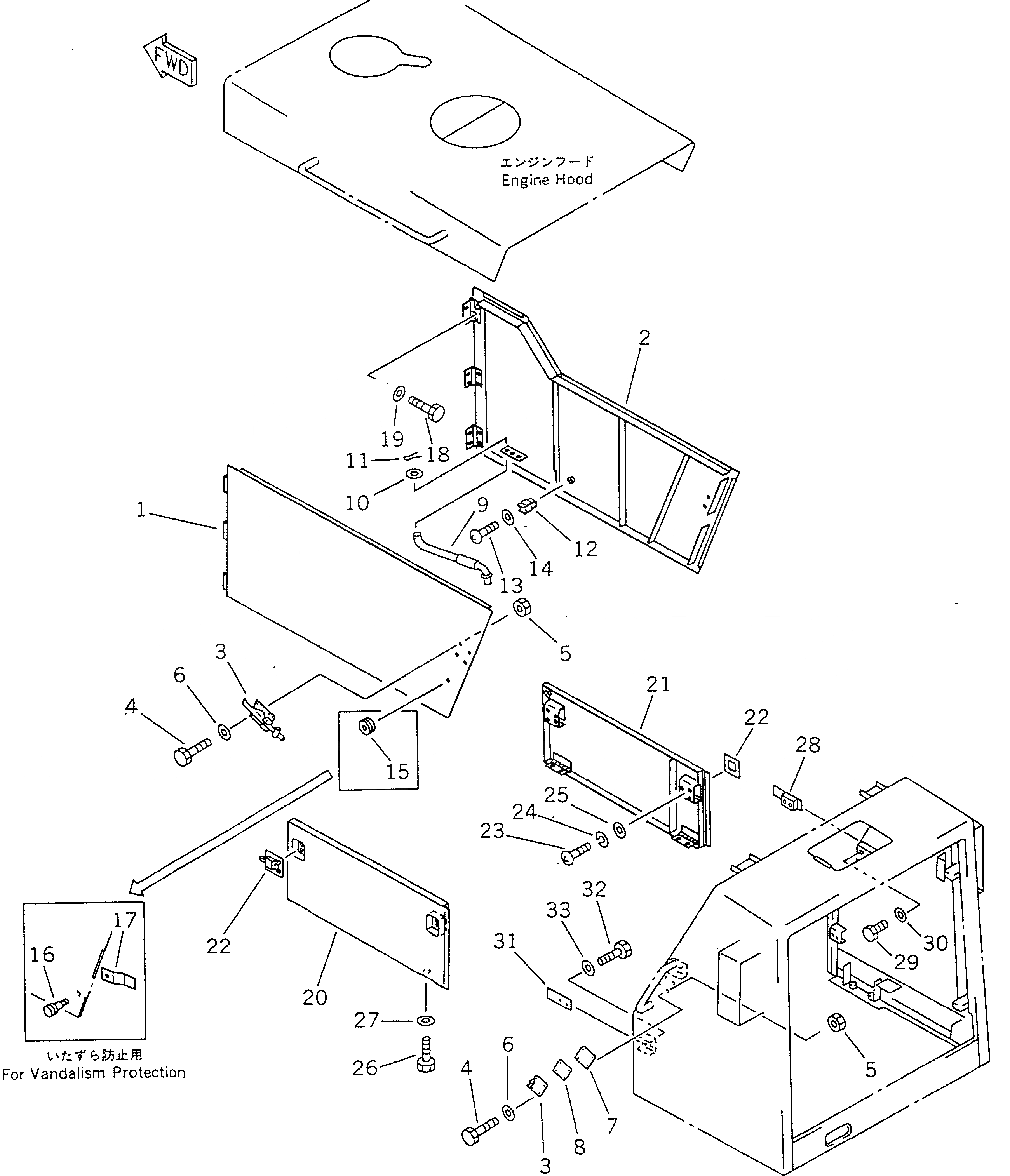 Схема запчастей Komatsu GD805A-1 -  ПАНЕЛЬ(№7-) РАМА И ЧАСТИ КОРПУСА