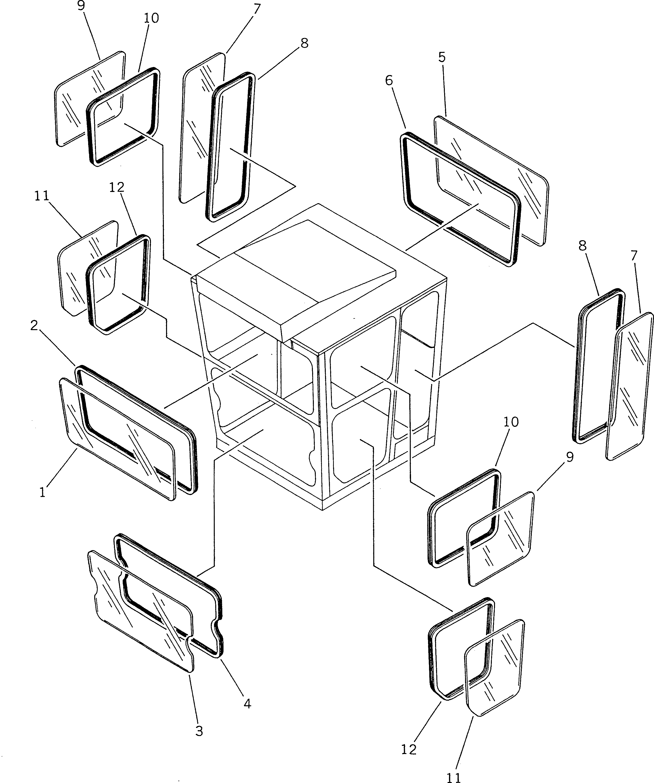 Схема запчастей Komatsu GD805A-1 - КАБИНА (/) (НИЗ. PROFILE) РАМА И ЧАСТИ КОРПУСА