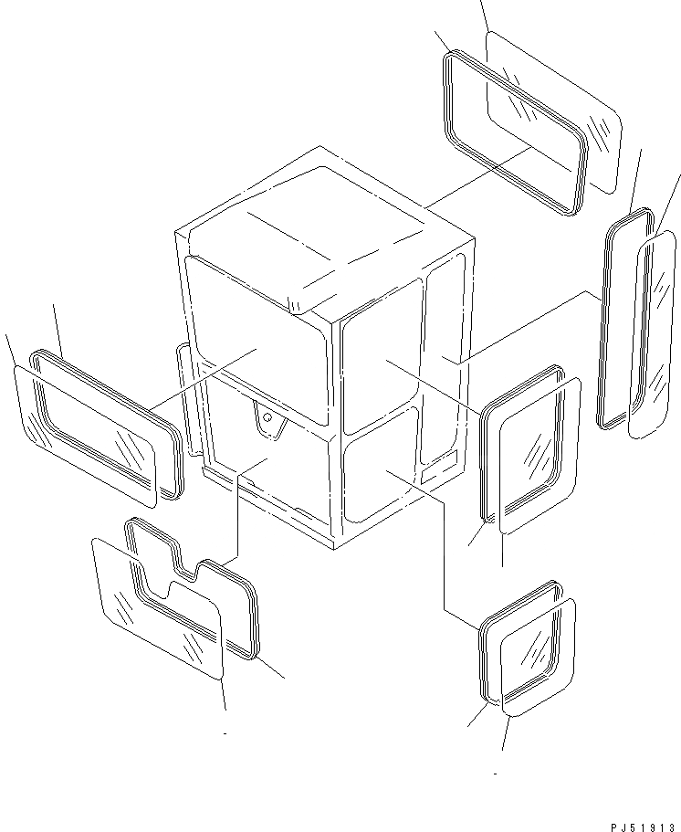 Схема запчастей Komatsu GD805A-1 - КАБИНА (/) (ПОЛН. ВЫС.T)(№..-) РАМА И ЧАСТИ КОРПУСА