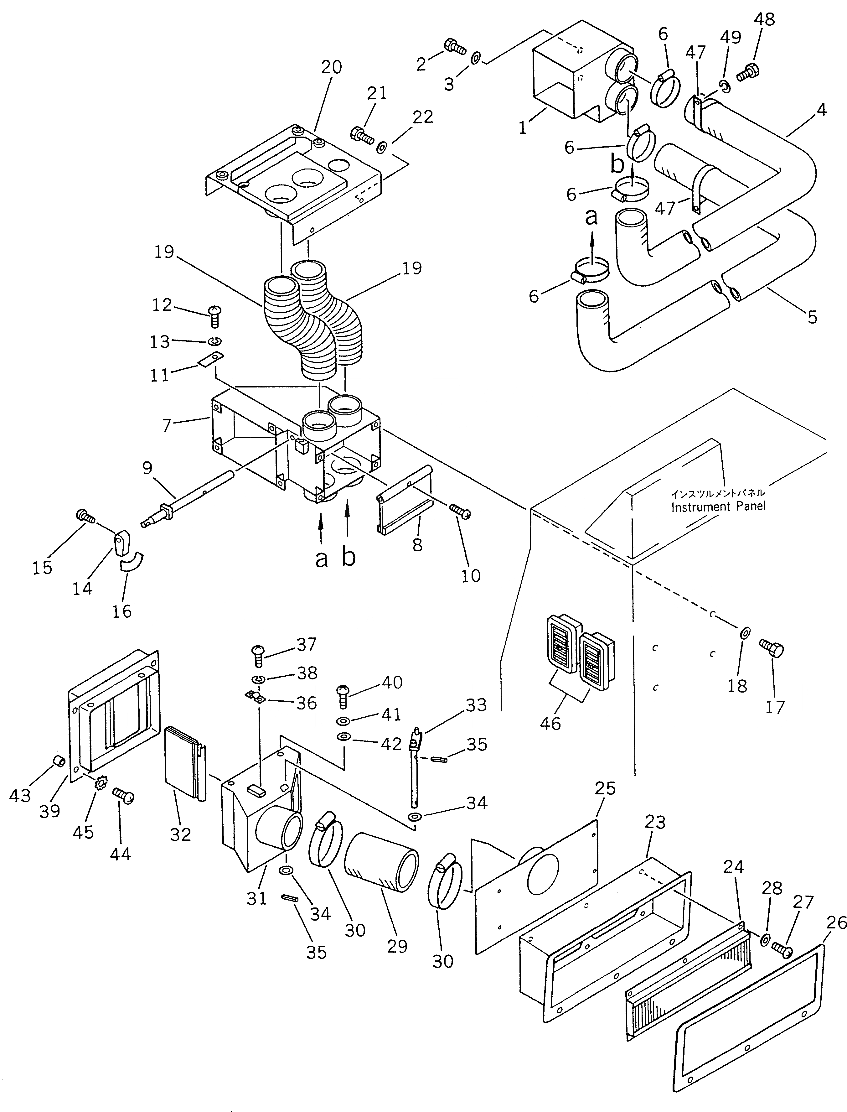 Схема запчастей Komatsu GD805A-1 - КОНДИЦ. ВОЗДУХА (/) РАМА И ЧАСТИ КОРПУСА