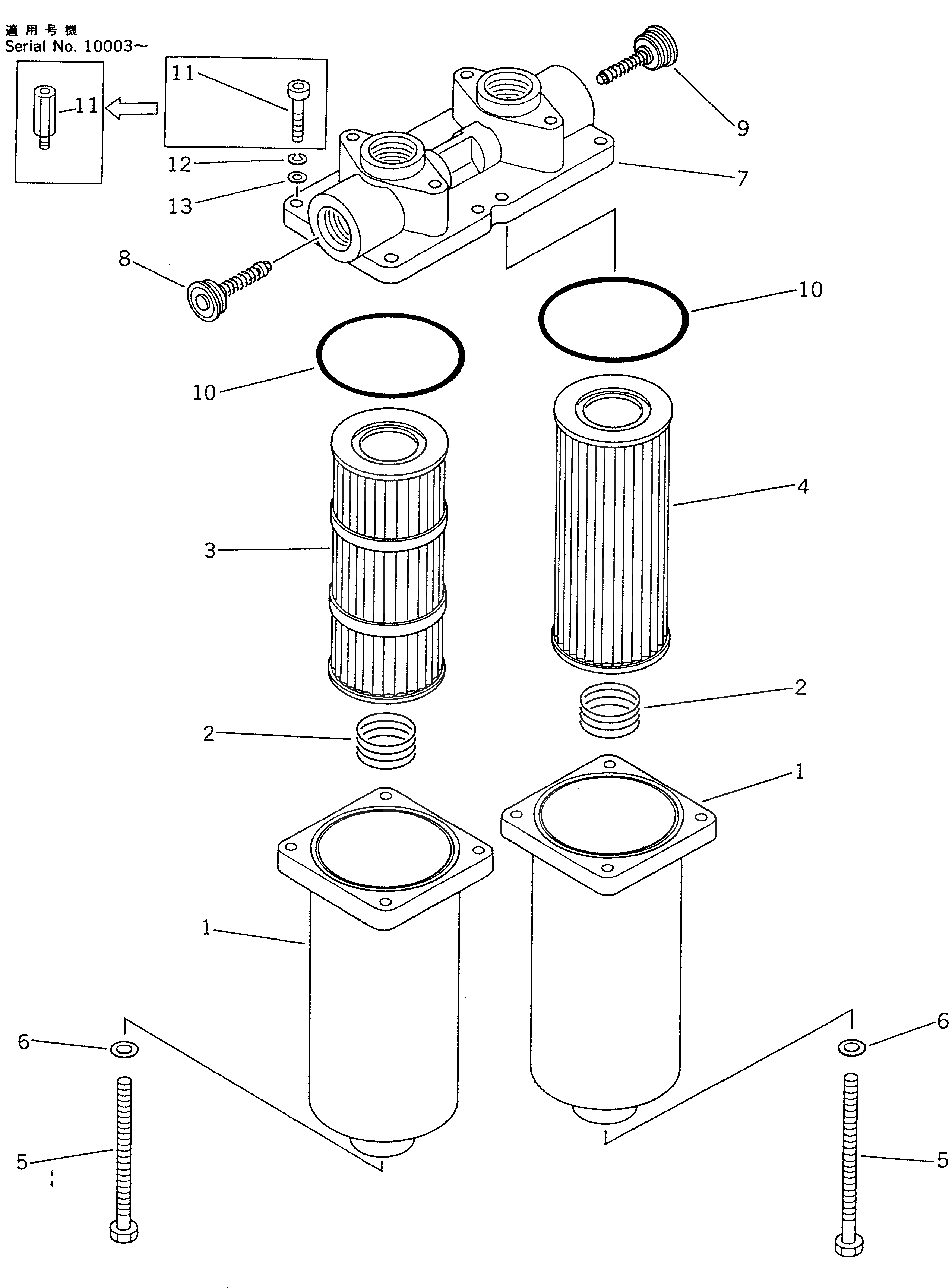 Схема запчастей Komatsu GD805A-1 - ГИДРАВЛ. ФИЛЬТР(№-) ГИДРАВЛИКА