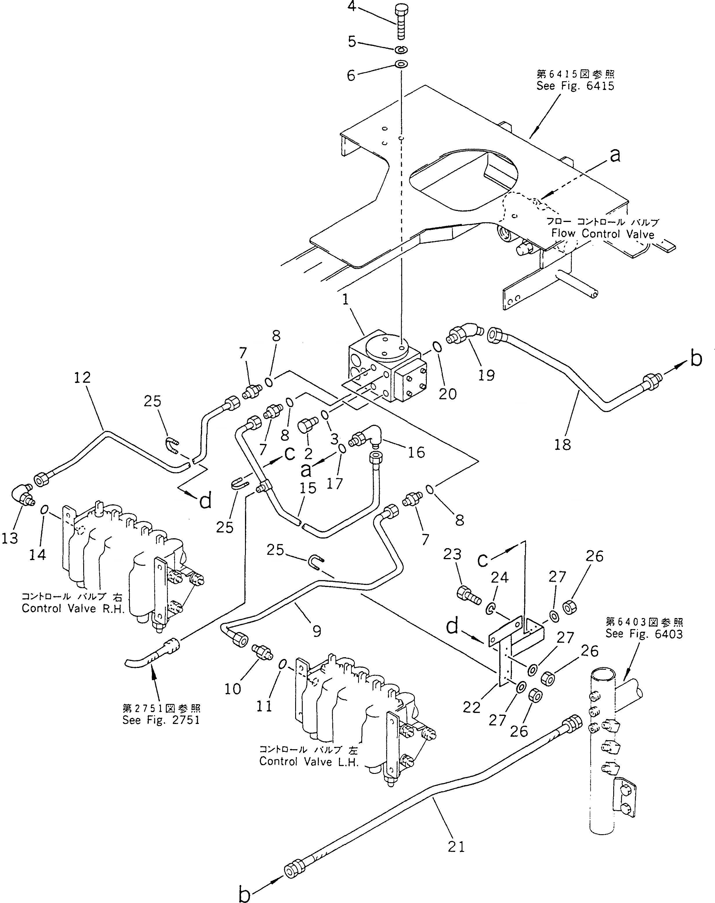 Схема запчастей Komatsu GD805A-1 - ГИДРОЛИНИЯ (КЛАПАН УПРАВЛ-Я ПОТОКОМ - УПРАВЛЯЮЩ. КЛАПАН)(№-) ГИДРАВЛИКА
