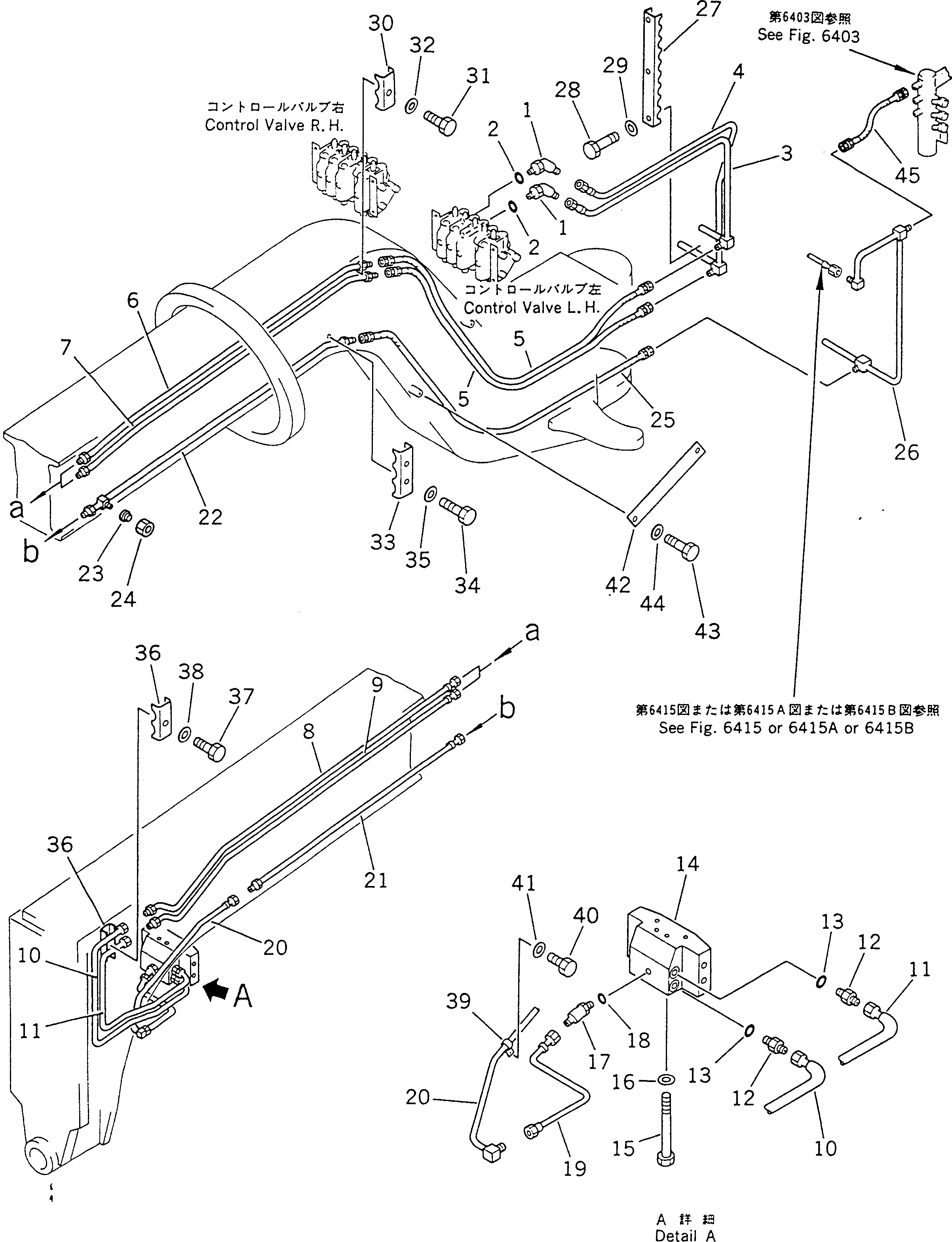 Схема запчастей Komatsu GD805A-1 - ГИДРОЛИНИЯ (CIRCLE ЛИНИЯ МОТОРА ВРАЩЕНИЯ) (/) ГИДРАВЛИКА