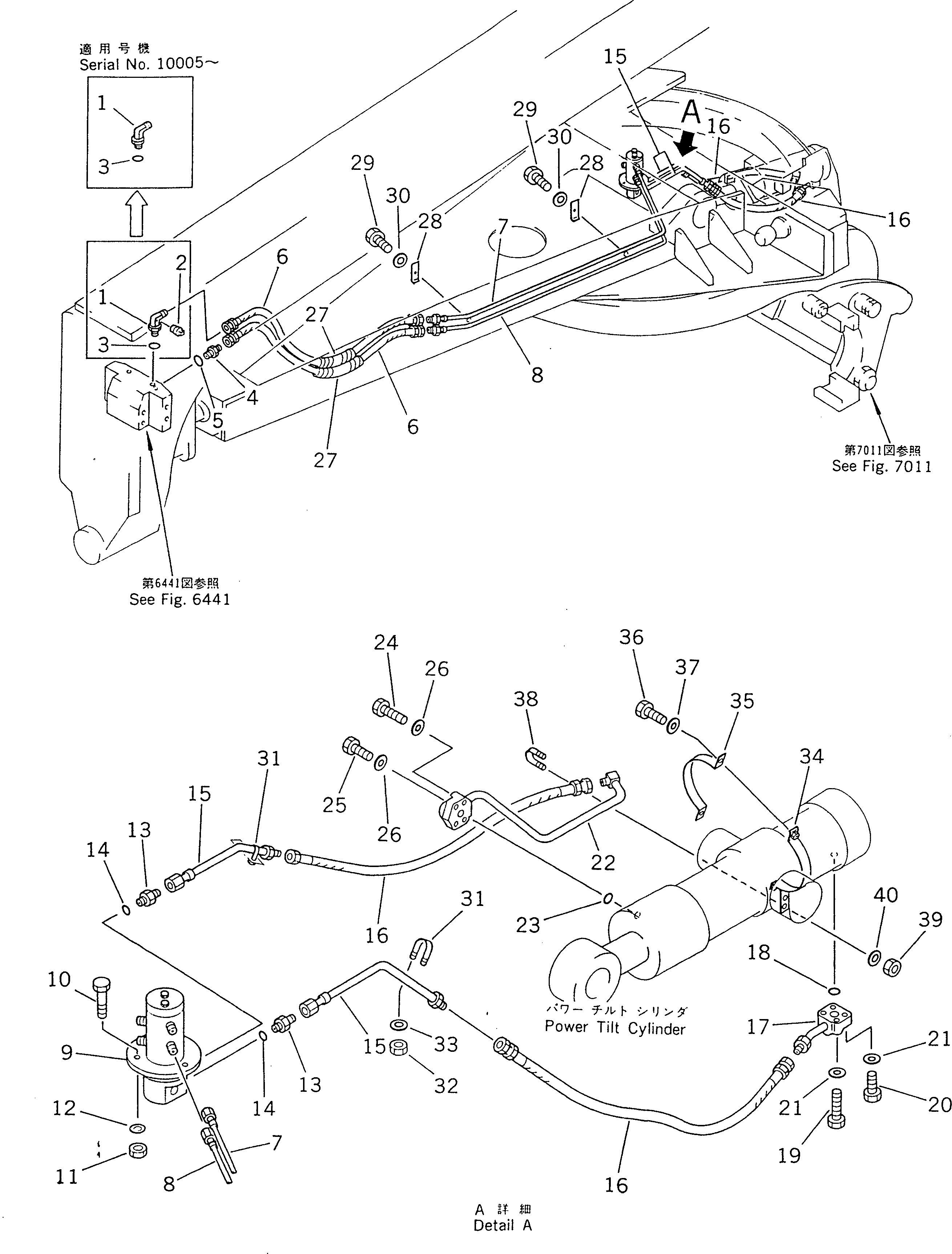 Схема запчастей Komatsu GD805A-1 - ГИДРОЛИНИЯ (ЦИЛИНДР НАКЛОНА ЛИНИЯ) (/) ГИДРАВЛИКА