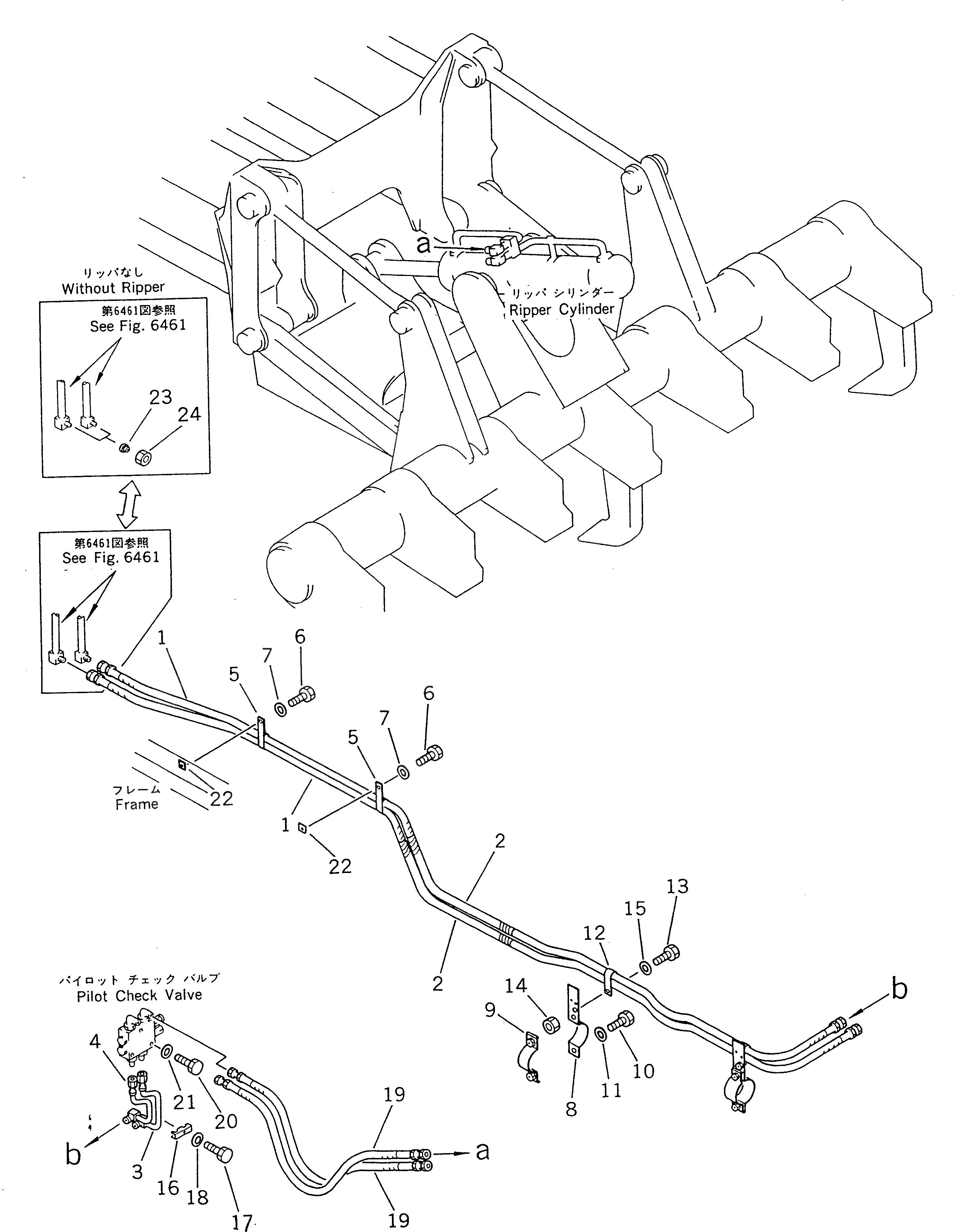 Схема запчастей Komatsu GD805A-1 - HYDRAURIC ТРУБЫ (ДЛЯ ЗАДН. РЫХЛИТЕЛЬ) (/) ГИДРАВЛИКА