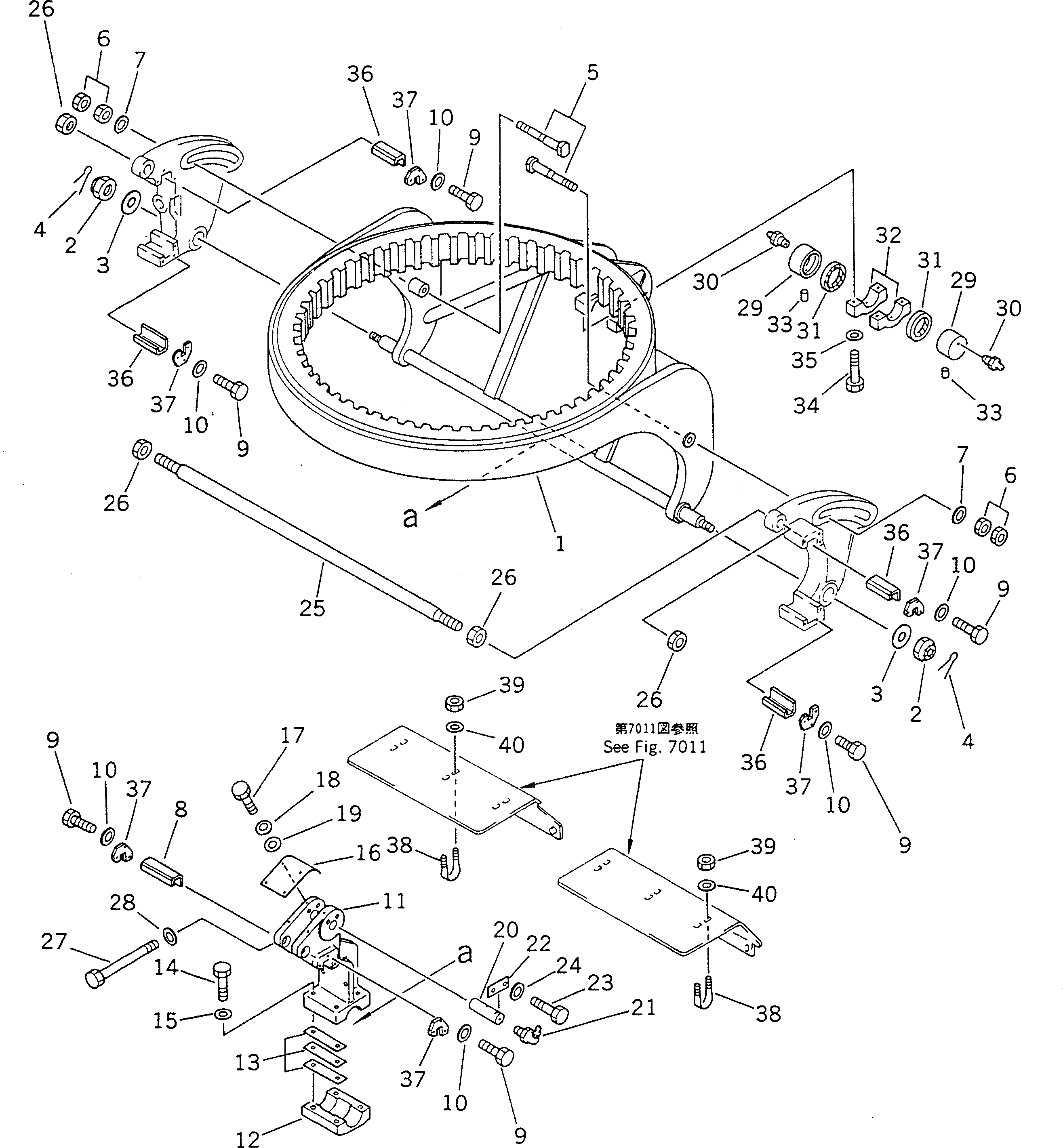 Схема запчастей Komatsu GD805A-1 - КОЛЬЦЕВ. СУППОРТ РАБОЧЕЕ ОБОРУДОВАНИЕ