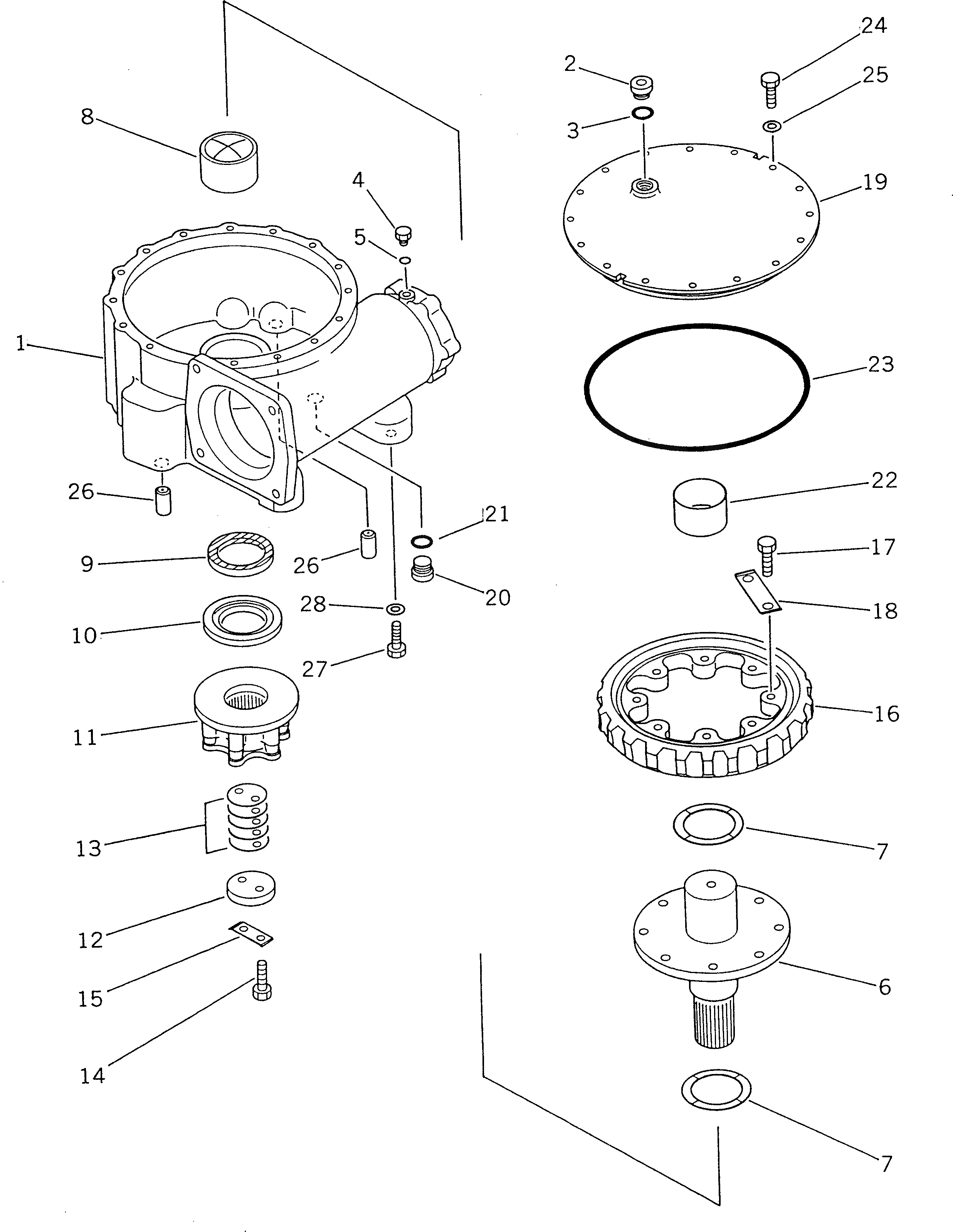 Схема запчастей Komatsu GD805A-1 - КОЛЬЦЕВ.РЕВЕРС ПРИВОД (/)(№-) РАБОЧЕЕ ОБОРУДОВАНИЕ