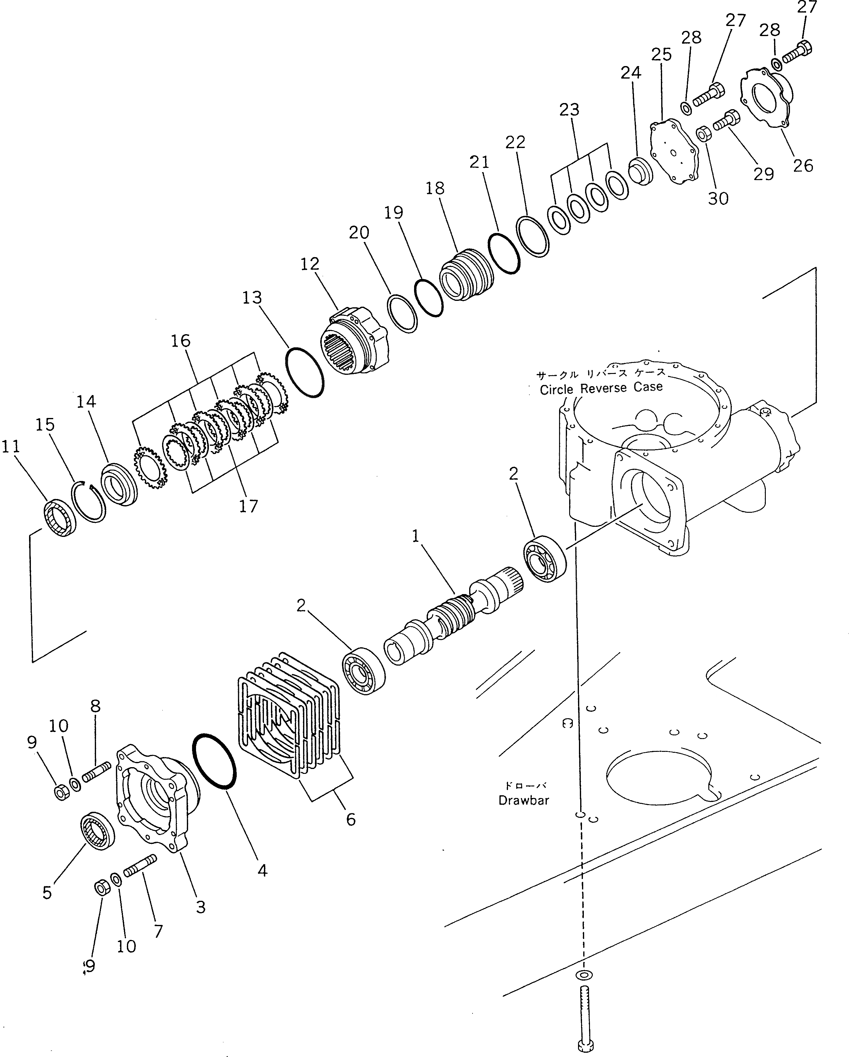 Схема запчастей Komatsu GD805A-1 - КОЛЬЦЕВ.РЕВЕРС ПРИВОД (/)(№-) РАБОЧЕЕ ОБОРУДОВАНИЕ