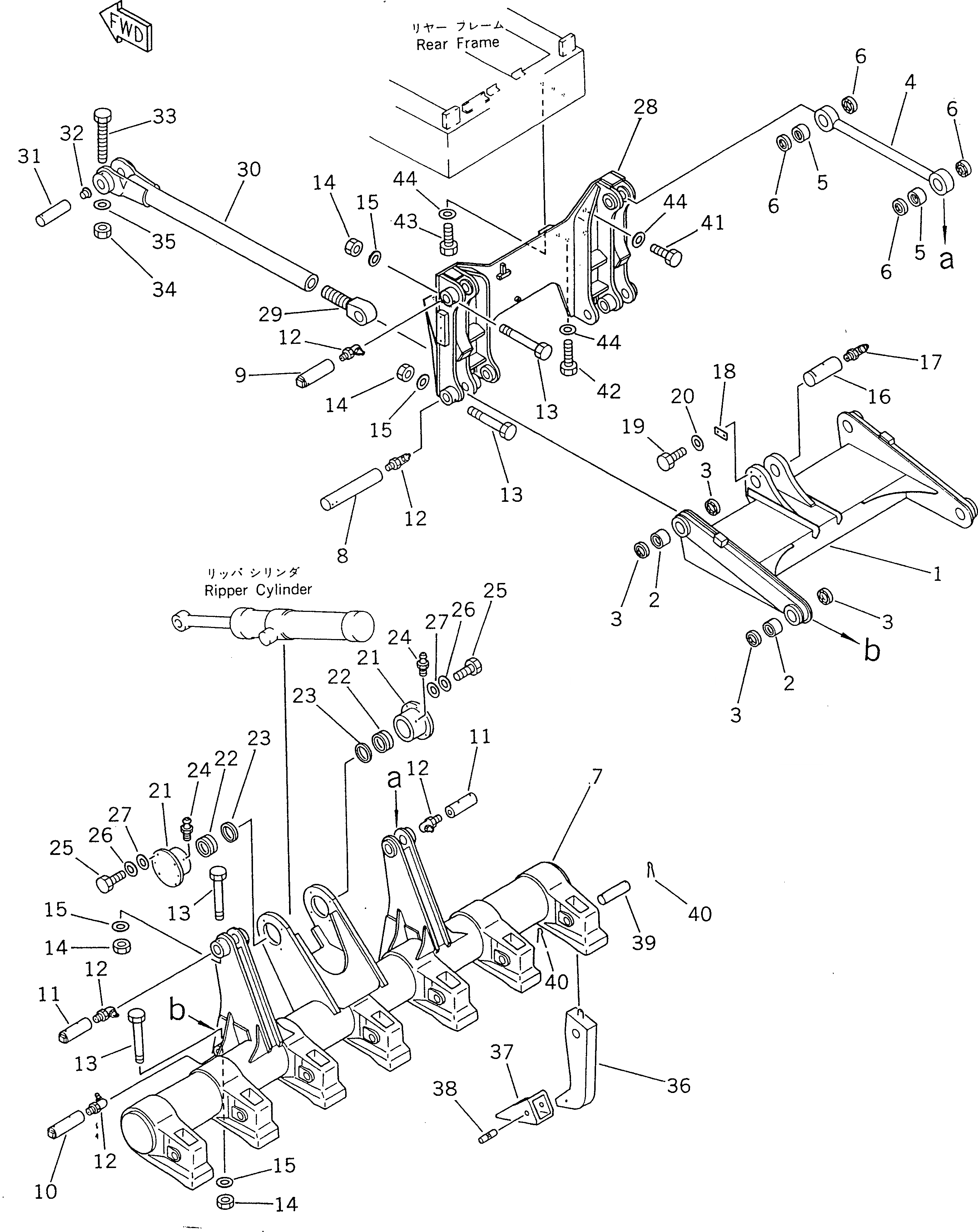 Схема запчастей Komatsu GD805A-1 - ЗАДН. КРЕПЛЕНИЕ РЫХЛИТЕЛЬ РАБОЧЕЕ ОБОРУДОВАНИЕ