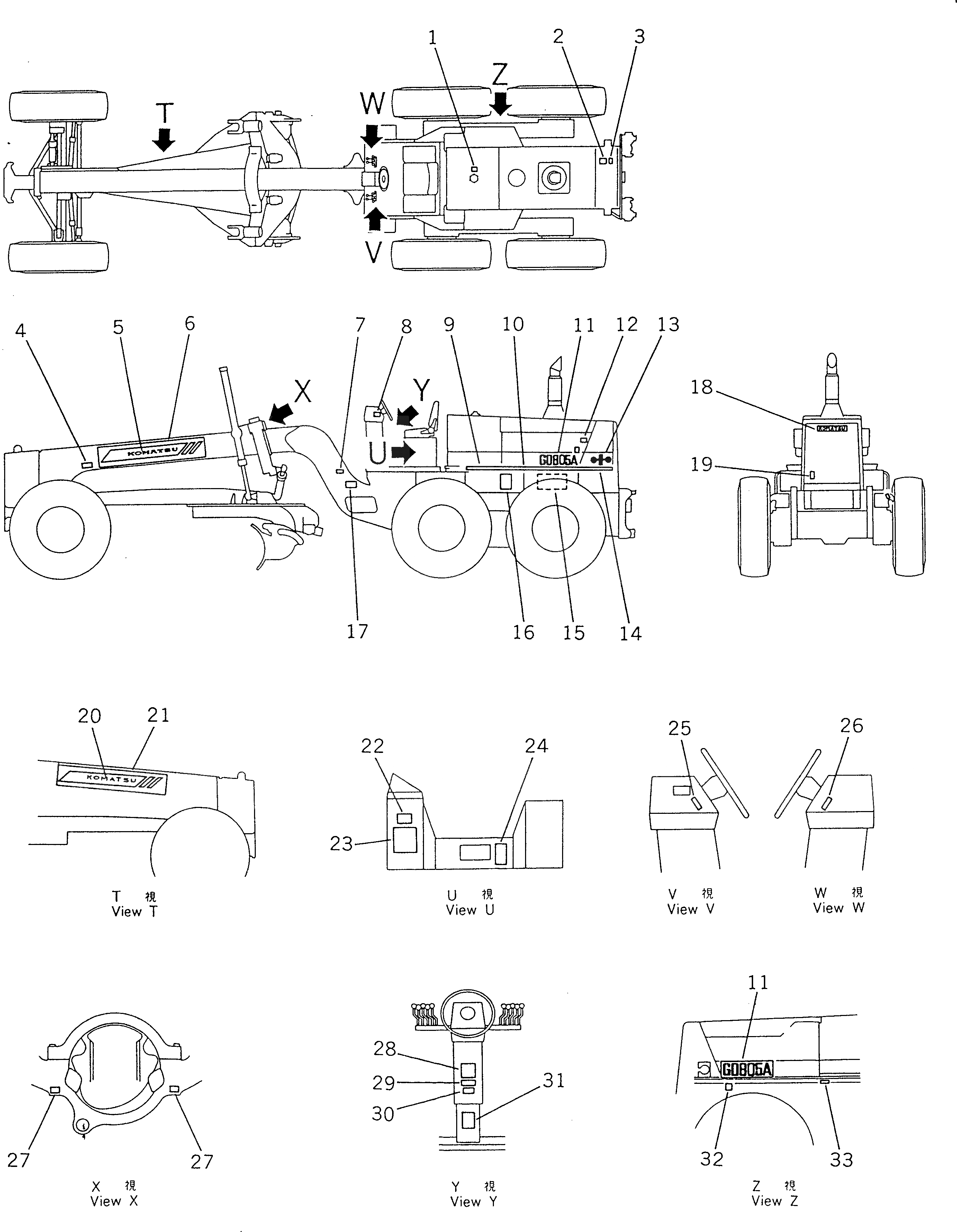 Схема запчастей Komatsu GD805A-1 - МАРКИРОВКА МАРКИРОВКА¤ ИНСТРУМЕНТ И РЕМКОМПЛЕКТЫ