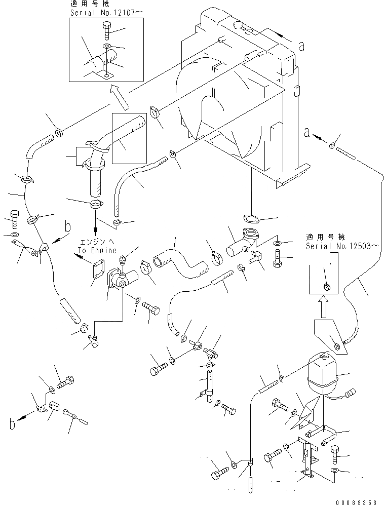 Схема запчастей Komatsu GD825A-2 - СИСТЕМА ТРУБ РАДИАТОРА(№-) КОМПОНЕНТЫ ДВИГАТЕЛЯ И ЭЛЕКТРИКА