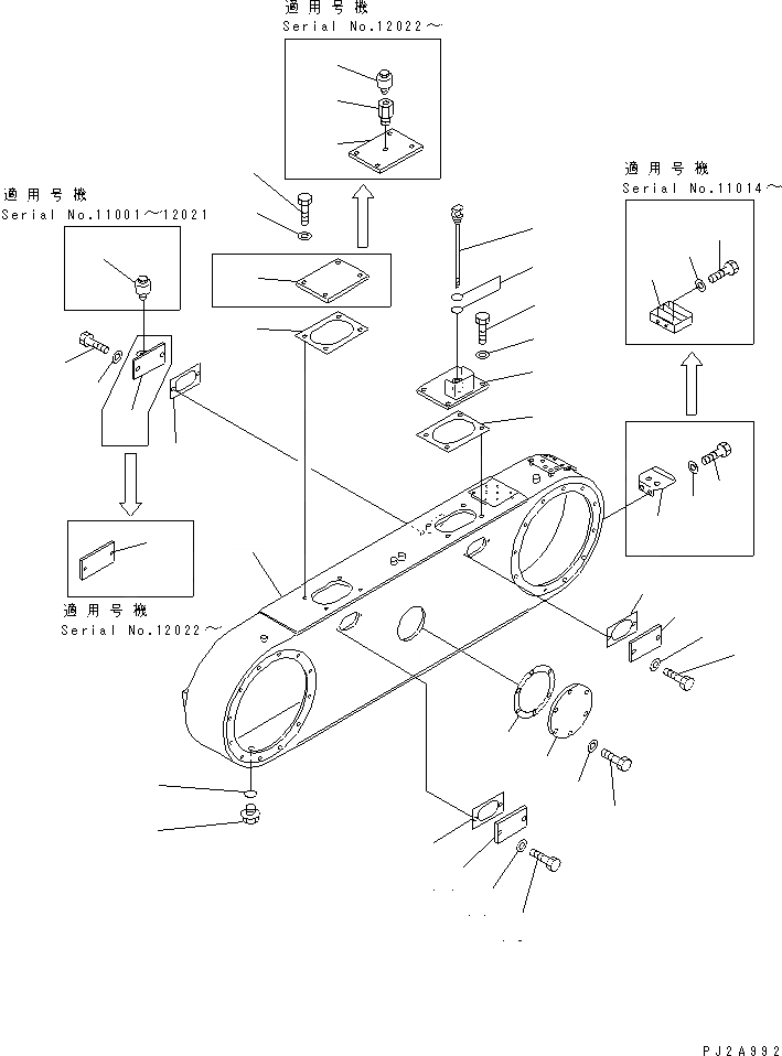 Схема запчастей Komatsu GD825A-2 - КОРПУС СДВОЕННОГО ПРИВОДА(№-) СИЛОВАЯ ПЕРЕДАЧА
