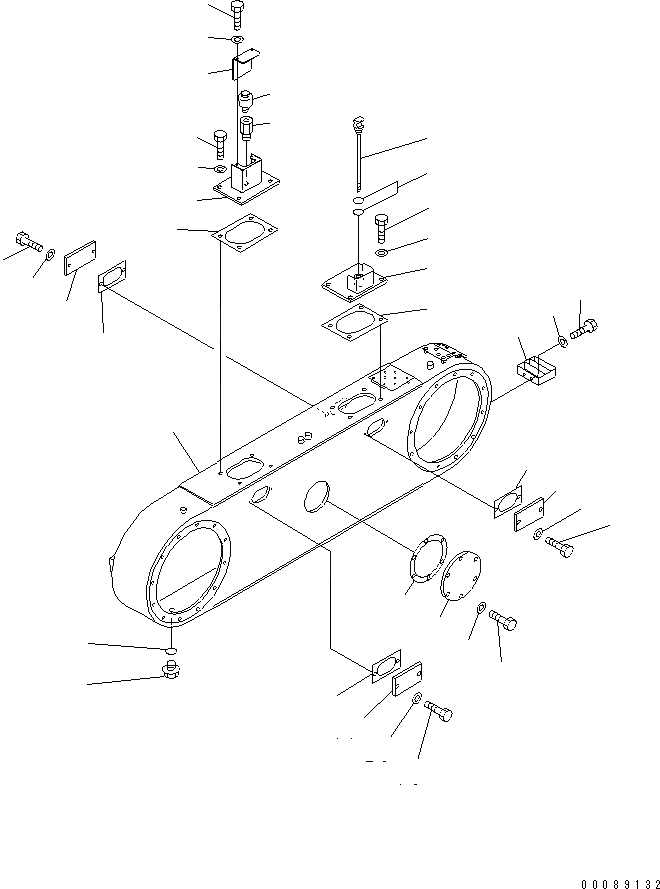 Схема запчастей Komatsu GD825A-2 - КОРПУС СДВОЕННОГО ПРИВОДА(№-) СИЛОВАЯ ПЕРЕДАЧА