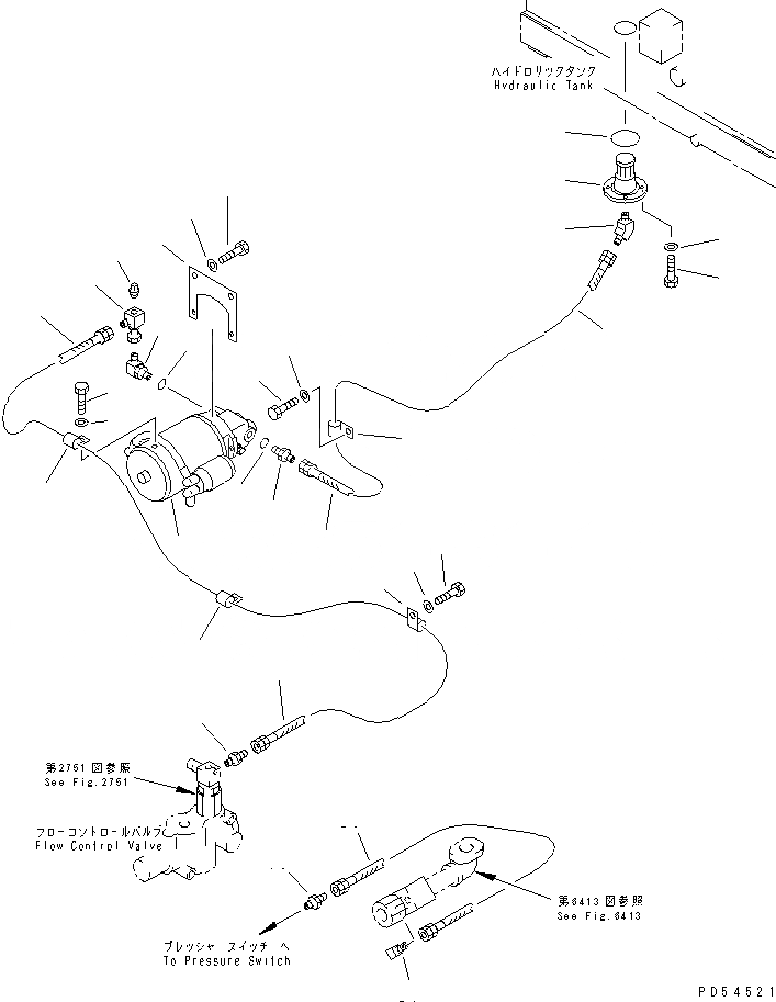 Схема запчастей Komatsu GD825A-2 - ГИДРОЛИНИЯ ЭКСТРЕННОГО УПРАВЛЕНИЯ СИЛОВАЯ ПЕРЕДАЧА