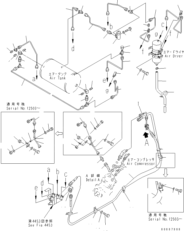 Схема запчастей Komatsu GD825A-2 - ВОЗДУХОВОД (/) (С ВОЗД. ВЛАГООТДЕЛИТЕЛЬ) (СПЕЦ-Я ДЛЯ БОЛЬШИХ ВЫСОТ.)(№8-) СИСТЕМА УПРАВЛЕНИЯ