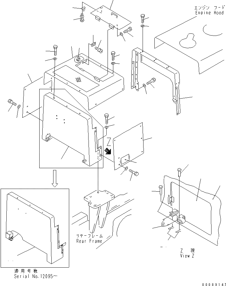 Схема запчастей Komatsu GD825A-2 - ГИДРАВЛ И ВОЗД. БАЛЛОН COVER РАМА И ЧАСТИ КОРПУСА