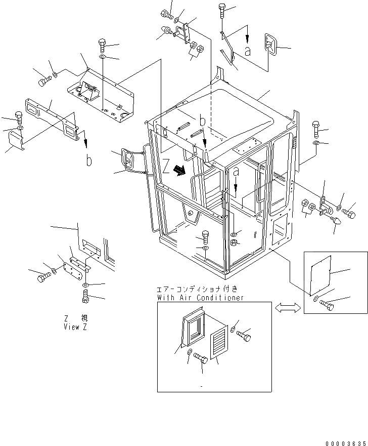 Схема запчастей Komatsu GD825A-2 - КАБИНА (/8) (КАБИНА)(№.-) РАМА И ЧАСТИ КОРПУСА