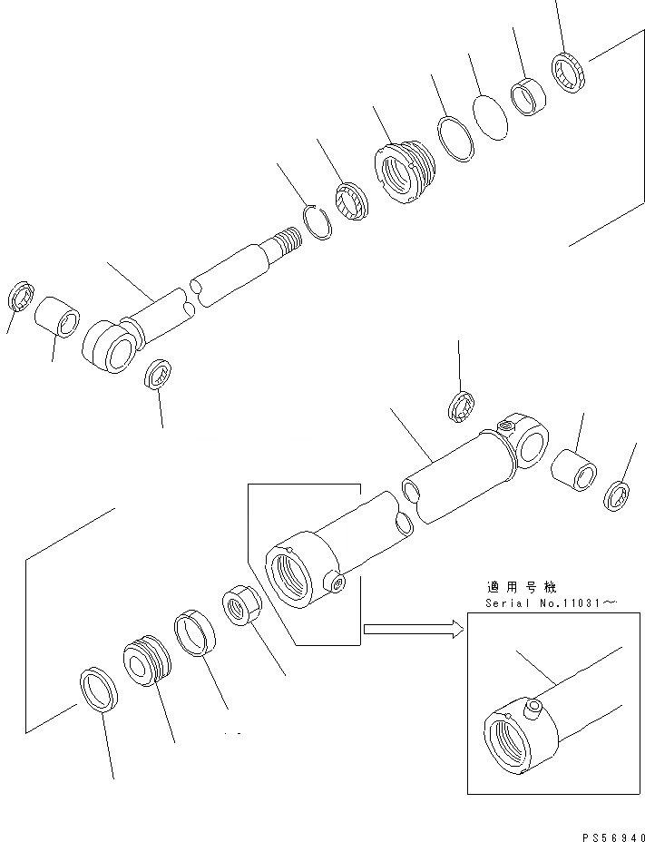Схема запчастей Komatsu GD825A-2 - ЦИЛИНДР СДВИГ. ОТВАЛА(№-) ГИДРАВЛИКА
