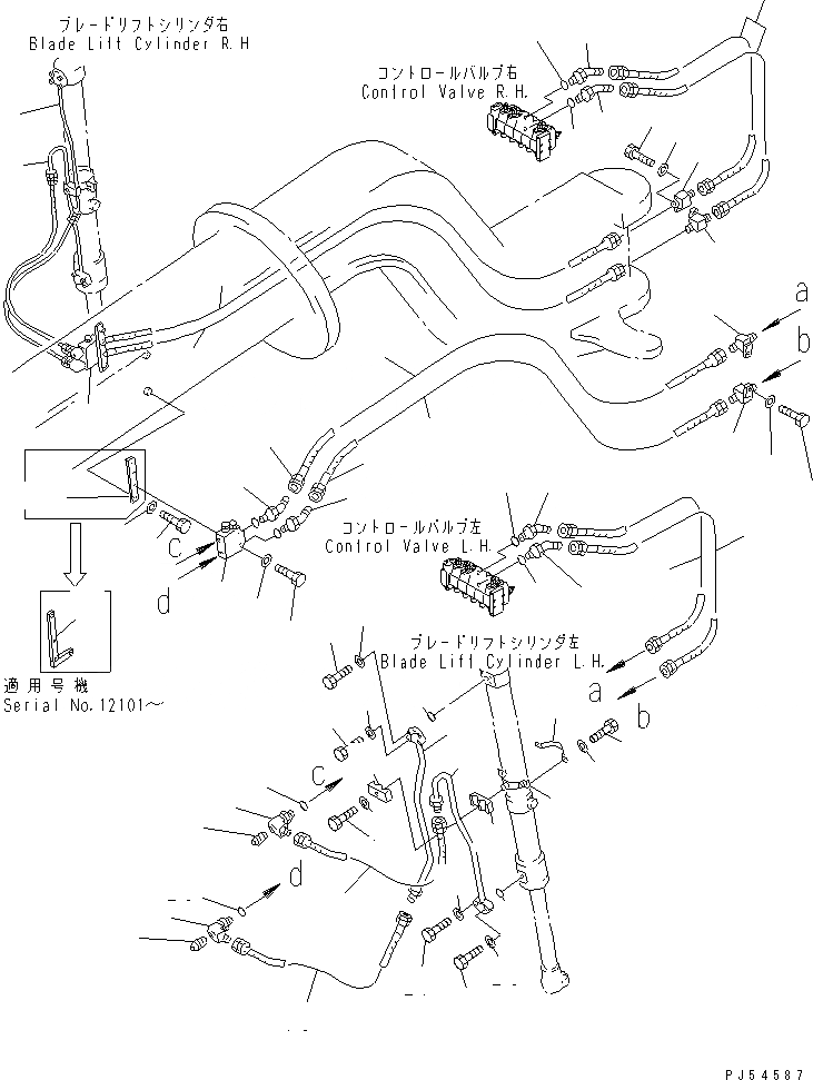 Схема запчастей Komatsu GD825A-2 - ГИДРОЛИНИЯ (ЦИЛИНДР ПОДЪЕМА ОТВАЛА ЛИНИЯ)(№-) ГИДРАВЛИКА