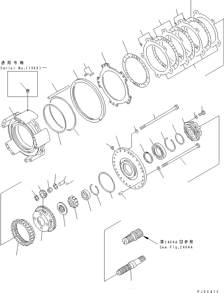 Схема запчастей Komatsu GD825A-2 - ТРАНСМИССИЯ (РЕВЕРС МУФТА)(№99-) СИЛОВАЯ ПЕРЕДАЧА