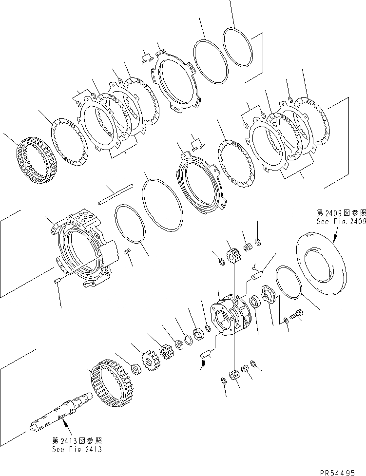 Схема запчастей Komatsu GD825A-2 - ТРАНСМИССИЯ (4 И 3 МУФТА)(№-(9)) СИЛОВАЯ ПЕРЕДАЧА