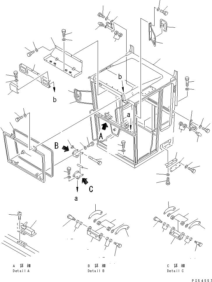 Схема запчастей Komatsu GD825A-2 - КАБИНА (/8) (КАБИНА)(№-8) РАМА И ЧАСТИ КОРПУСА