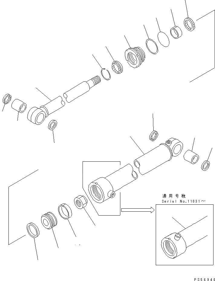 Схема запчастей Komatsu GD825A-2 - ЦИЛИНДР СДВИГ. ОТВАЛА(№-) ГИДРАВЛИКА