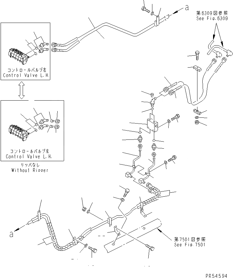 Схема запчастей Komatsu GD825A-2 - ГИДРОЛИНИЯ (ЦИЛИНДР РЫХЛИТЕЛЯ ЛИНИЯ) ГИДРАВЛИКА
