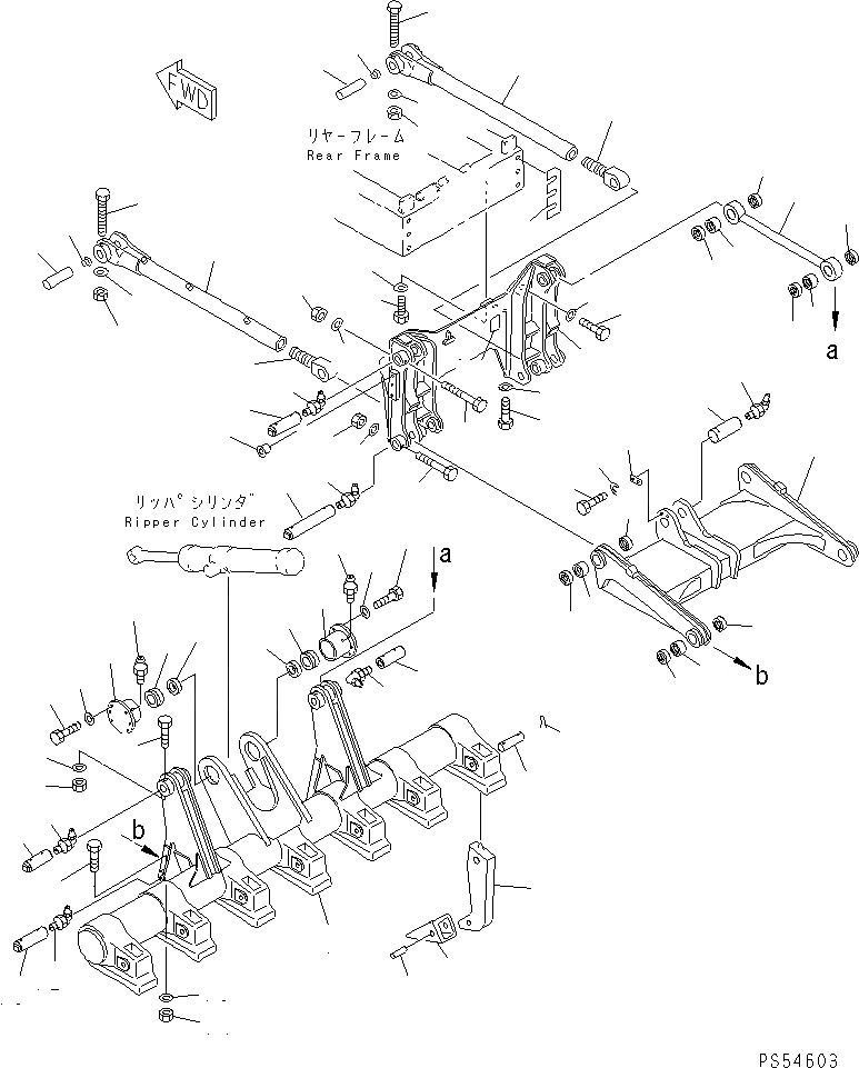 Схема запчастей Komatsu GD825A-2 - ЗАДН. КРЕПЛЕНИЕ РЫХЛИТЕЛЬ РАБОЧЕЕ ОБОРУДОВАНИЕ