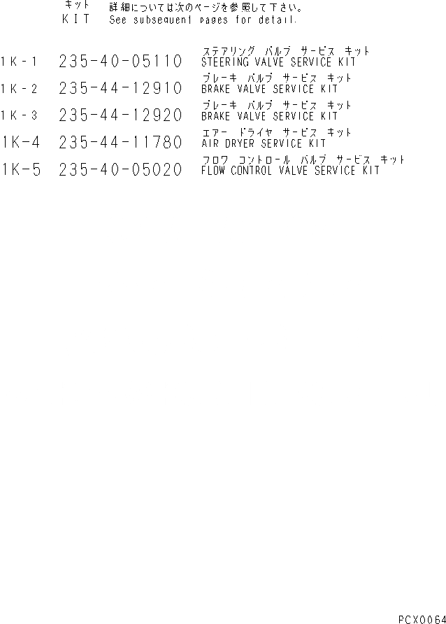 Схема запчастей Komatsu GD825A-2 - РЕМ. КОМПЛЕКТЫ МАРКИРОВКА¤ ИНСТРУМЕНТ И РЕМКОМПЛЕКТЫ