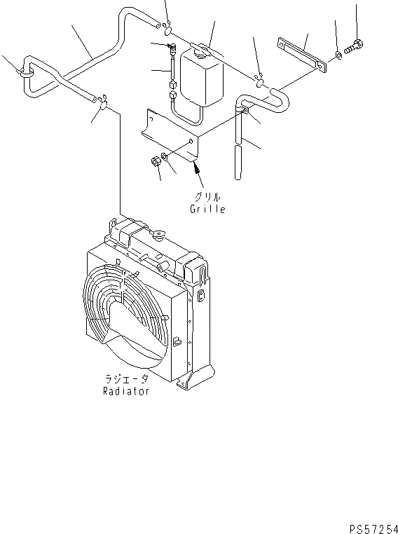 Схема запчастей Komatsu GH320-2 - РЕЗЕРВН. БАК РАДИАТОРА(№9-) КОМПОНЕНТЫ ДВИГАТЕЛЯ И ЭЛЕКТРИКА
