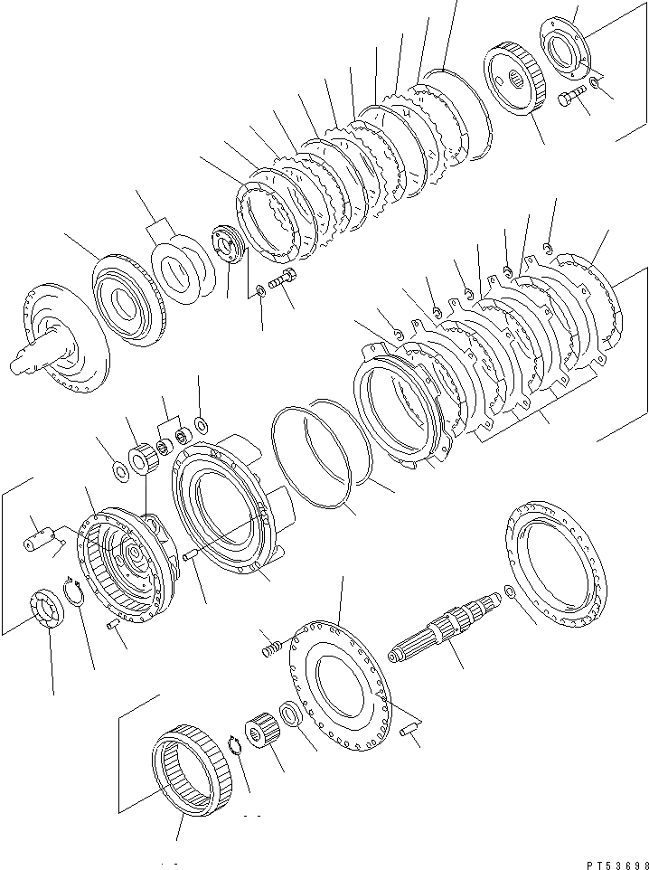 Схема запчастей Komatsu GH320-2 - ТРАНСМИССИЯ (МУФТА ПОВЫШ./ПОНИЖ.) СИЛОВАЯ ПЕРЕДАЧА