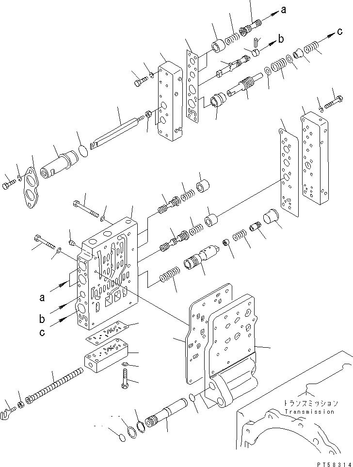 Схема запчастей Komatsu GH320-2 - ТРАНСМИССИЯ (УПРАВЛЯЮЩ. КЛАПАН) (/) СИЛОВАЯ ПЕРЕДАЧА