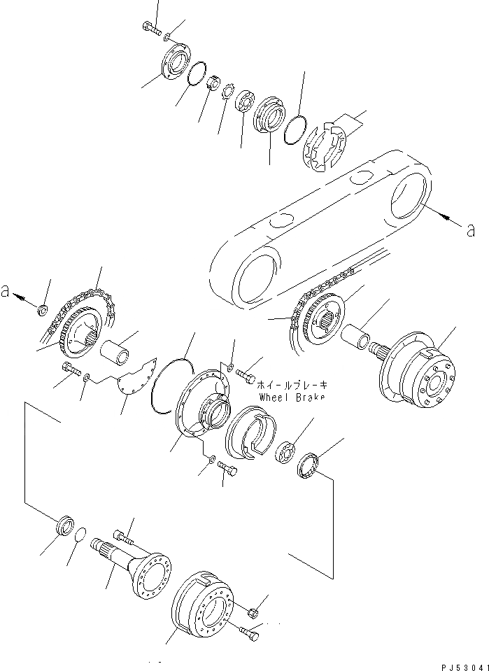 Схема запчастей Komatsu GH320-2 - СДВОЕНН. ПРИВОД ПРИВОД И ЦЕПЬ (ЛЕВ.) (СПЕЦ-Я С АВТОМ. ТРАНСМИССИЕЙ)(№9-) СИЛОВАЯ ПЕРЕДАЧА