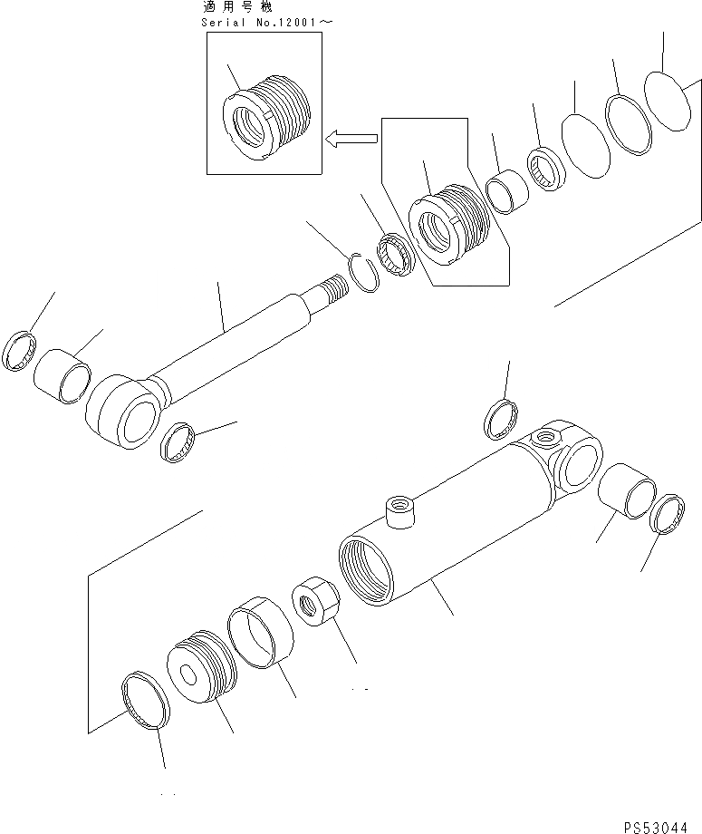 Схема запчастей Komatsu GH320-2 - ЦИЛИНДР НАКЛОНА(№-) СИЛОВАЯ ПЕРЕДАЧА
