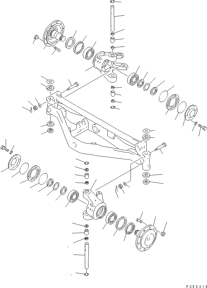 Схема запчастей Komatsu GH320-2 - ПЕРЕДНИЙ МОСТ (/)(№-) СИЛОВАЯ ПЕРЕДАЧА