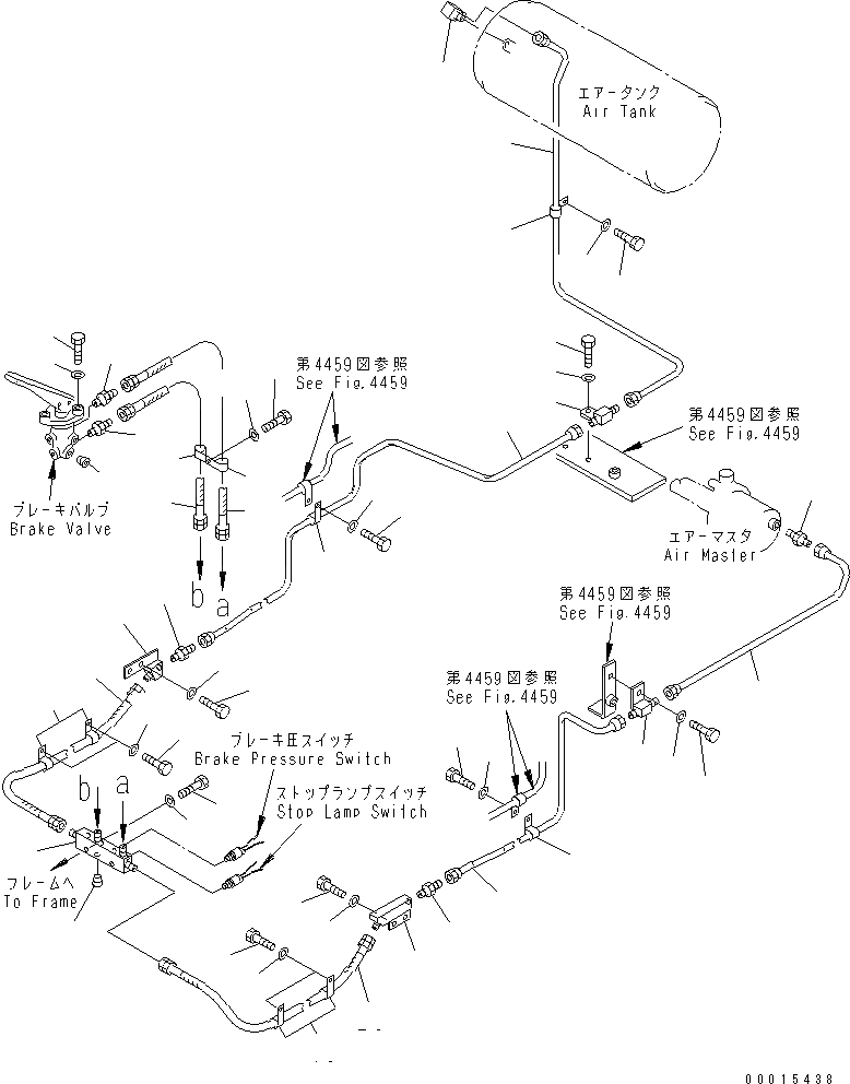Схема запчастей Komatsu GH320-2 - ТОРМОЗНАЯ ГИДРОЛИНИЯ (/) (ВОЗД. БАЛЛОН - ТОРМОЗНОЙ КЛАПАН - ВОЗД. МАЧТАER) (СПЕЦ-Я С АВТОМ. ТРАНСМИССИЕЙ)(№9-) СИСТЕМА УПРАВЛЕНИЯ