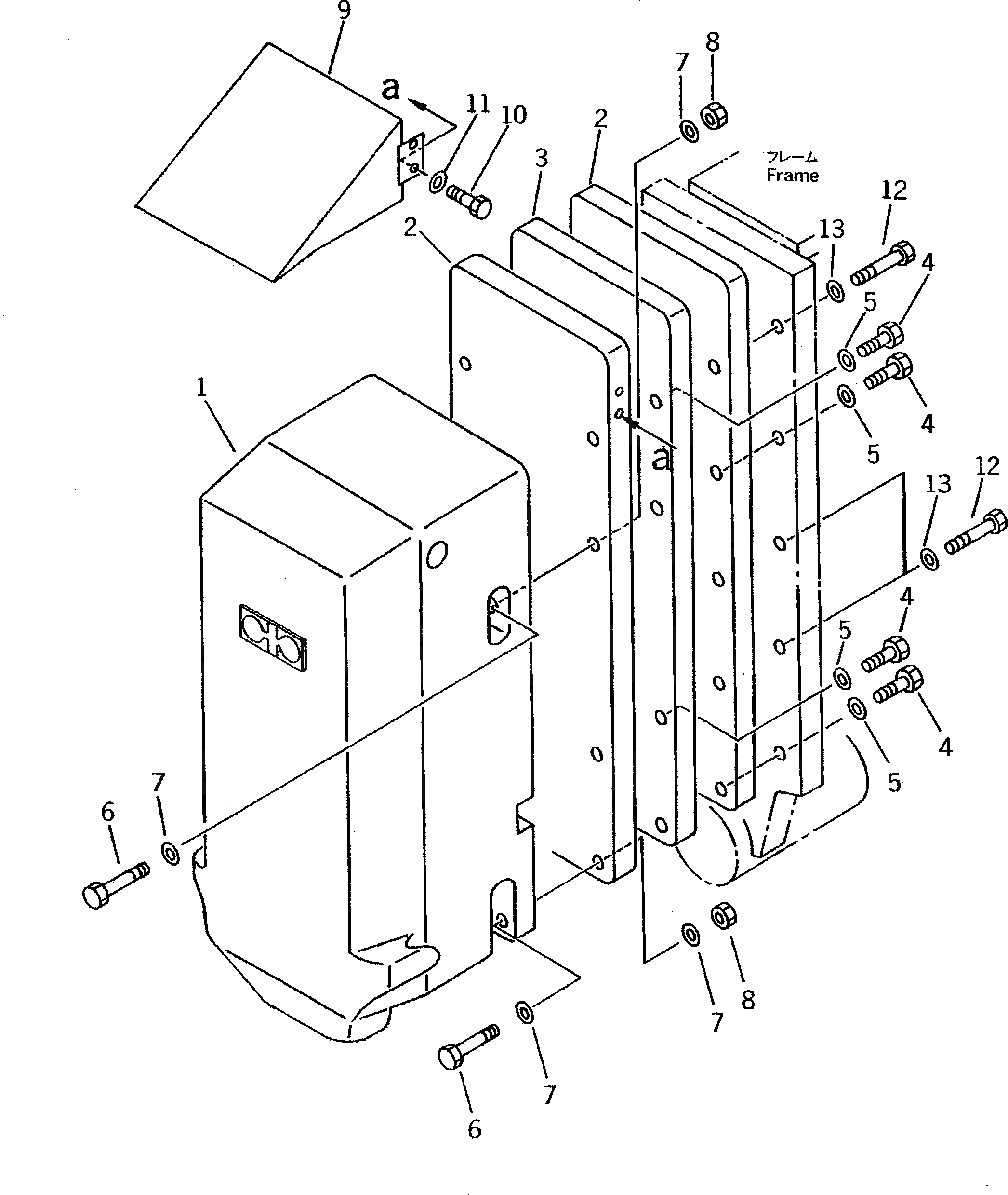 Схема запчастей Komatsu GH320-2 - ПЕРЕДН. ГРУЗ(№-) РАМА И ЧАСТИ КОРПУСА