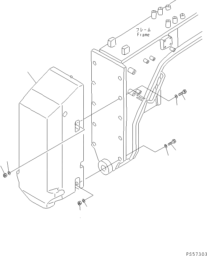 Схема запчастей Komatsu GH320-2 - ПЕРЕДН. ГРУЗ (ДВОЙН. СПЕЦИФ-Я С ОТВАЛОМ)(№-) РАМА И ЧАСТИ КОРПУСА