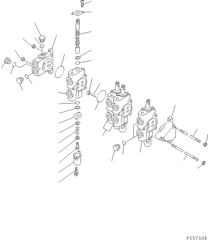 Схема запчастей Komatsu GH320-2 - УПРАВЛЯЮЩ. КЛАПАН¤ ЛЕВ. (4-Х СЕКЦИОНН.) (ДВОЙН. СПЕЦИФ-Я С ОТВАЛОМ)(№-) ГИДРАВЛИКА