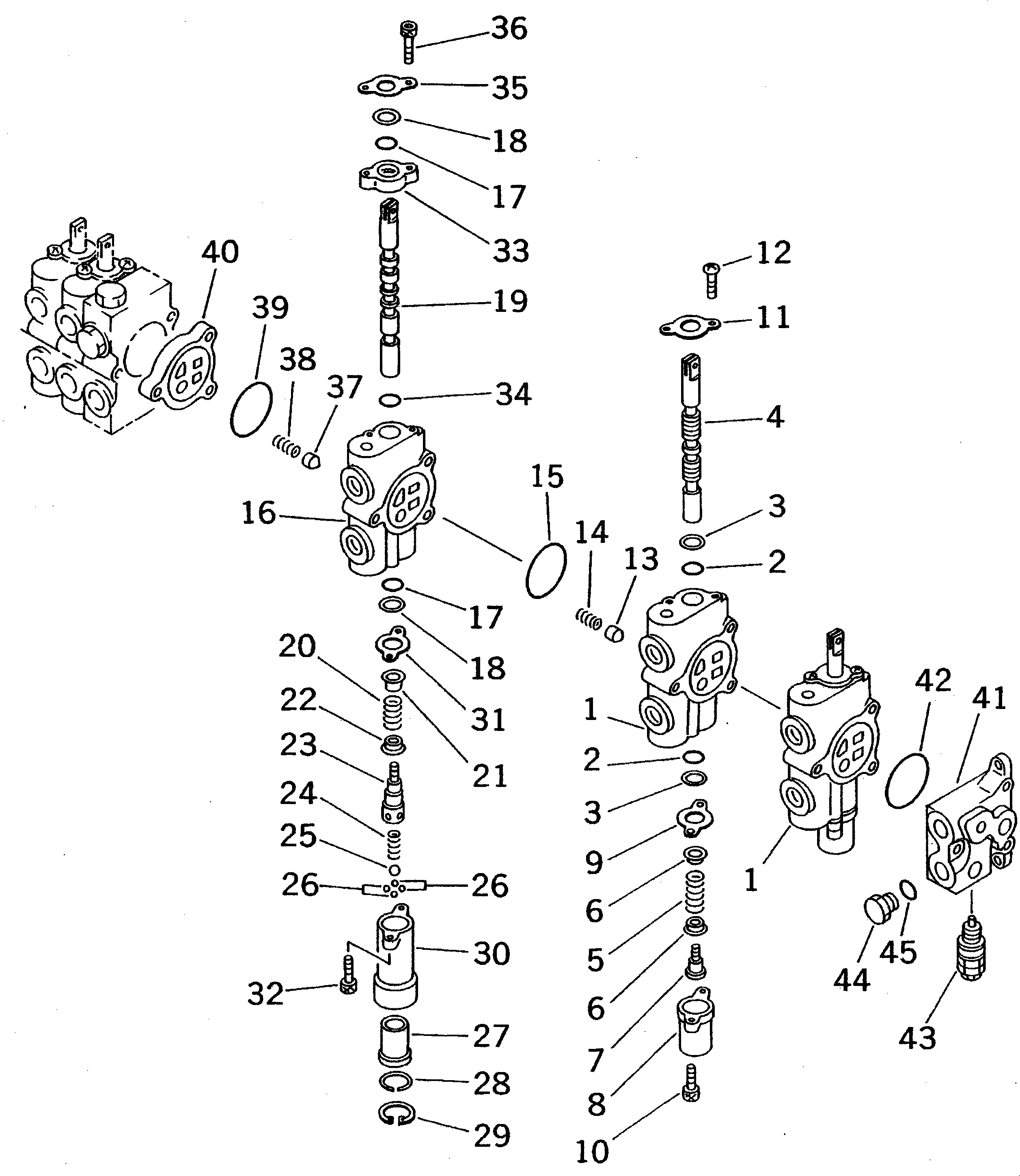 Схема запчастей Komatsu GH320-2 - УПРАВЛЯЮЩ. КЛАПАН¤ ПРАВ. (6-СЕКЦИОНН.) (/) ГИДРАВЛИКА