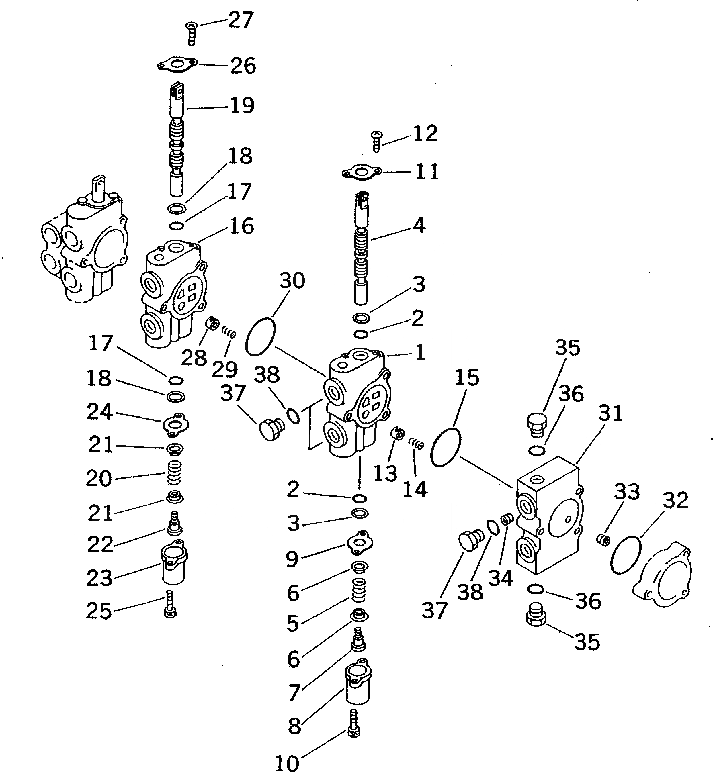 Схема запчастей Komatsu GH320-2 - УПРАВЛЯЮЩ. КЛАПАН¤ ПРАВ. (6-СЕКЦИОНН.) (/) ГИДРАВЛИКА