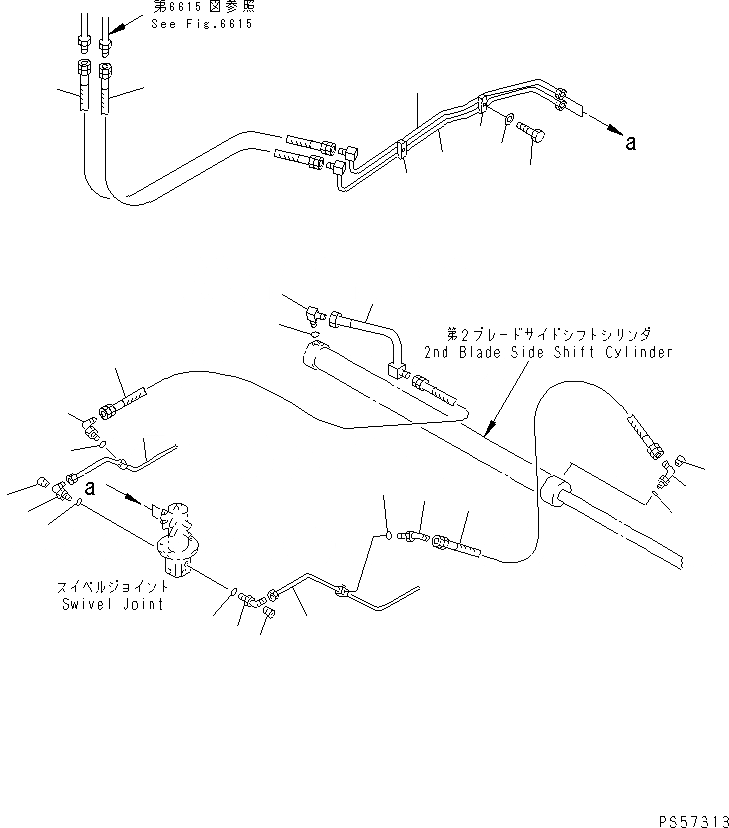 Схема запчастей Komatsu GH320-2 - ГИДРОЛИНИЯ (2 ОТВАЛ SHIFT ЛИНИЯ ЦИЛИНДРА) (ДВОЙН. СПЕЦИФ-Я С ОТВАЛОМ) (/)(№-) ГИДРАВЛИКА