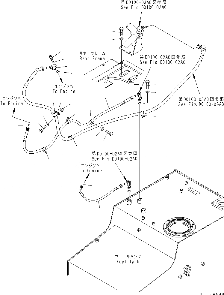 Схема запчастей Komatsu GH320-3 - ТОПЛИВН. ЛИНИЯ (ТОПЛИВОПРОВОД.) ТОПЛИВН. БАК. AND КОМПОНЕНТЫ