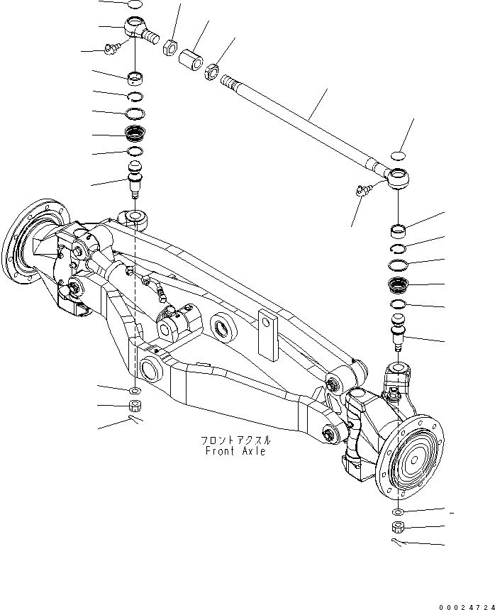 Схема запчастей Komatsu GH320-3 - ПЕРЕДНИЙ МОСТ (ПОПЕРЕЧНАЯ РУЛЕВ. ТЯГА) ТРАНСМИССИЯ