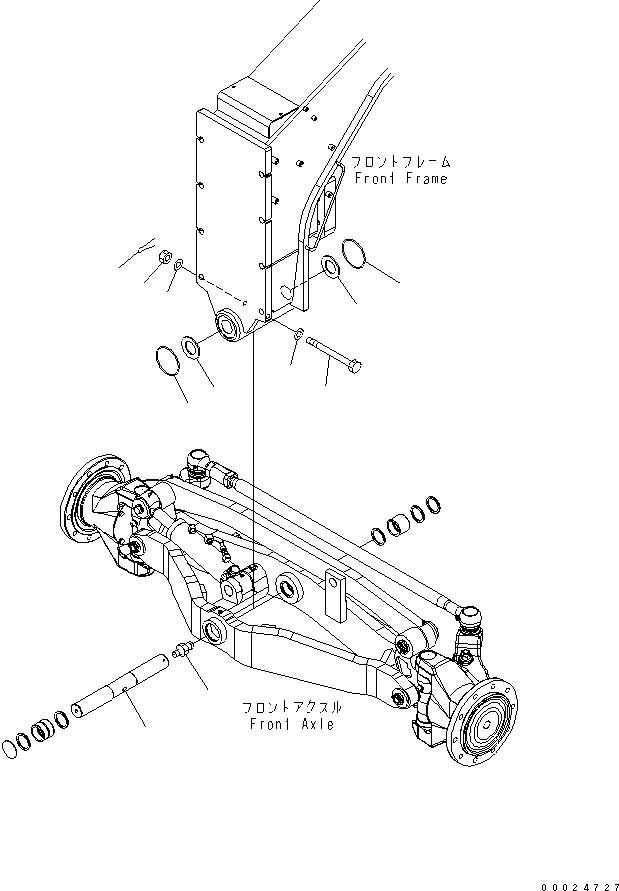 Схема запчастей Komatsu GH320-3 - ПЕРЕДНИЙ МОСТ (ВАЛ) ТРАНСМИССИЯ