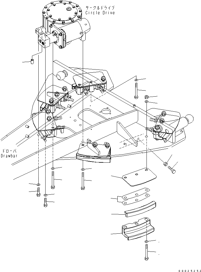 Схема запчастей Komatsu GH320-3 - СЦЕПНОЕ УСТРОЙСТВО И CIRCLE КРЕПЛЕНИЕ РАБОЧЕЕ ОБОРУДОВАНИЕ