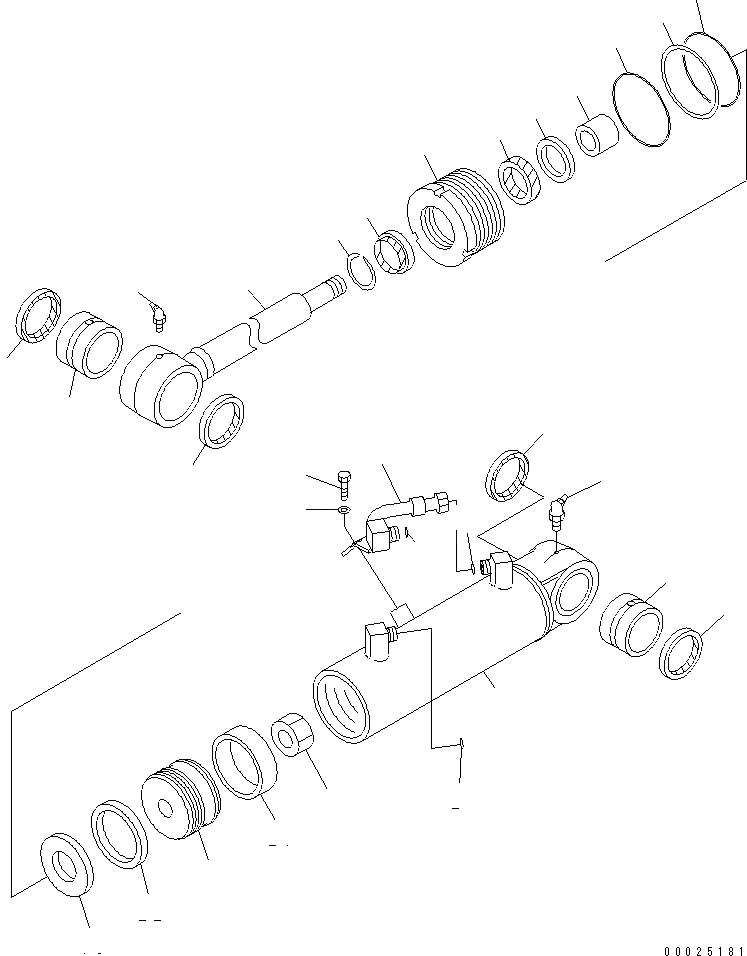Схема запчастей Komatsu GH320-3 - ЦИЛИНДР НАКЛОНА (ВНУТР. ЧАСТИ) ОСНОВН. КОМПОНЕНТЫ И РЕМКОМПЛЕКТЫ
