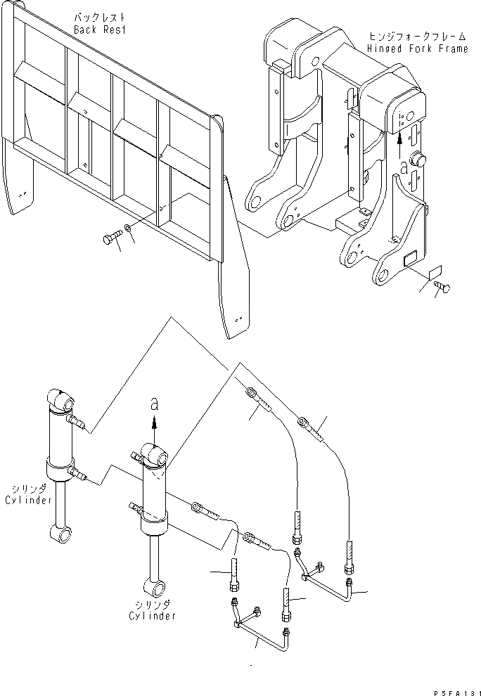 Схема запчастей Komatsu HFD458-1 - HINGED ВИЛЫ (СИСТЕМА ТРУБ ЦИЛИНДРА)(№-) ДВОЙН. HINGED ВИЛЫ (ФИКС. ТИП)
